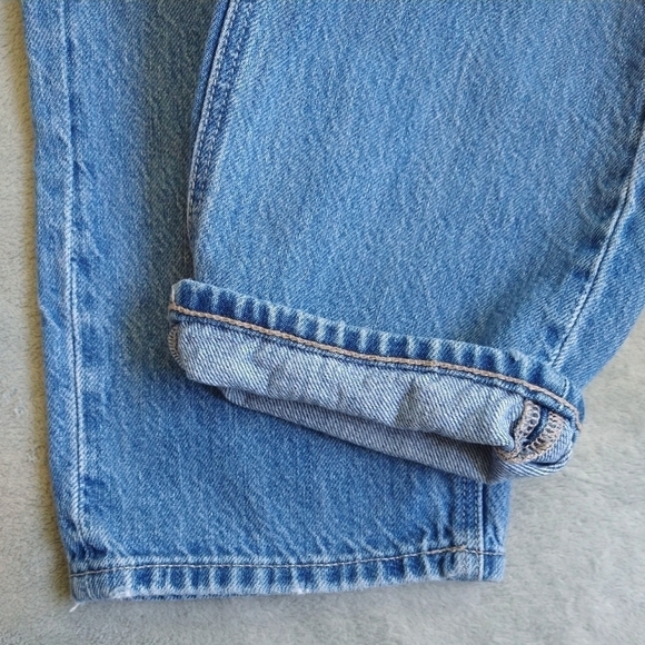 American Eagle Mom Straight Jean Distressed Plaid Panels 100% Cotton Retro-Look - Picture 6 of 14